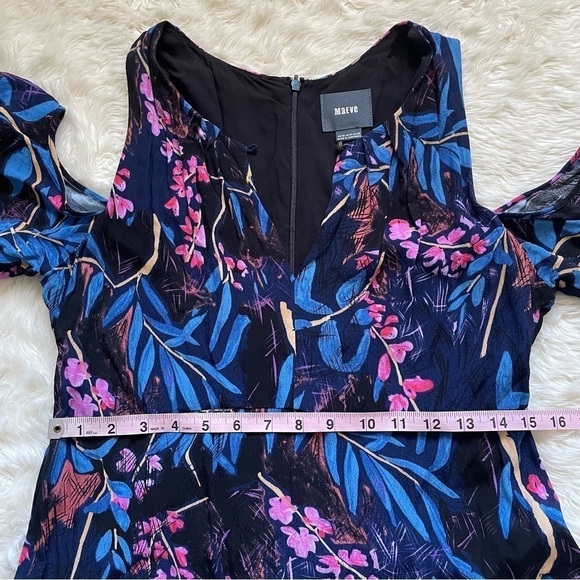 Anthropologie Maeve Dress Elia Open Cold Shoulder Knee Length Floral Tropical 10 - Picture 11 of 12